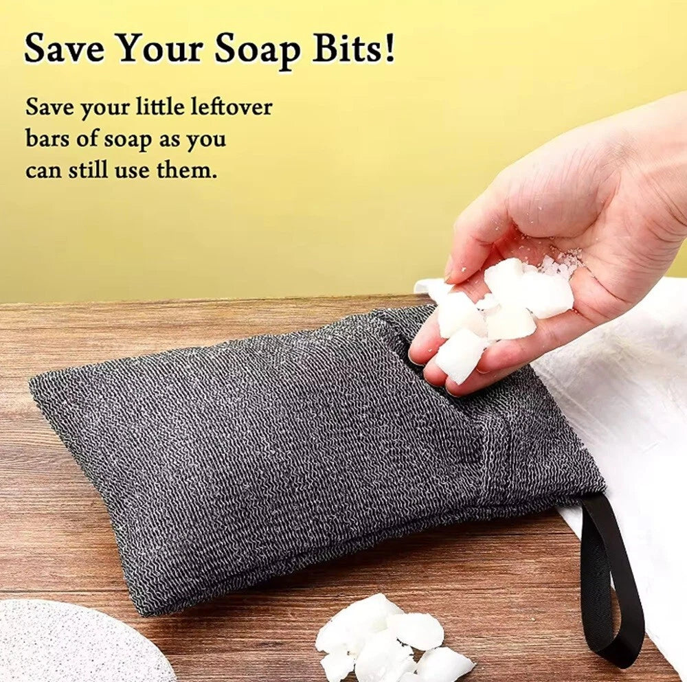 2-Pack Exfoliating Soap Pouch & Saver Pocket – Body Scrubber Shower Sponge Bags