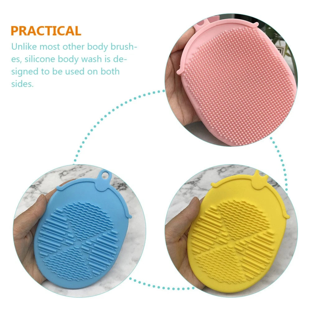 3 Pcs Bath Brush Double-sided Body Scrubbers Silicone Exfoliating
