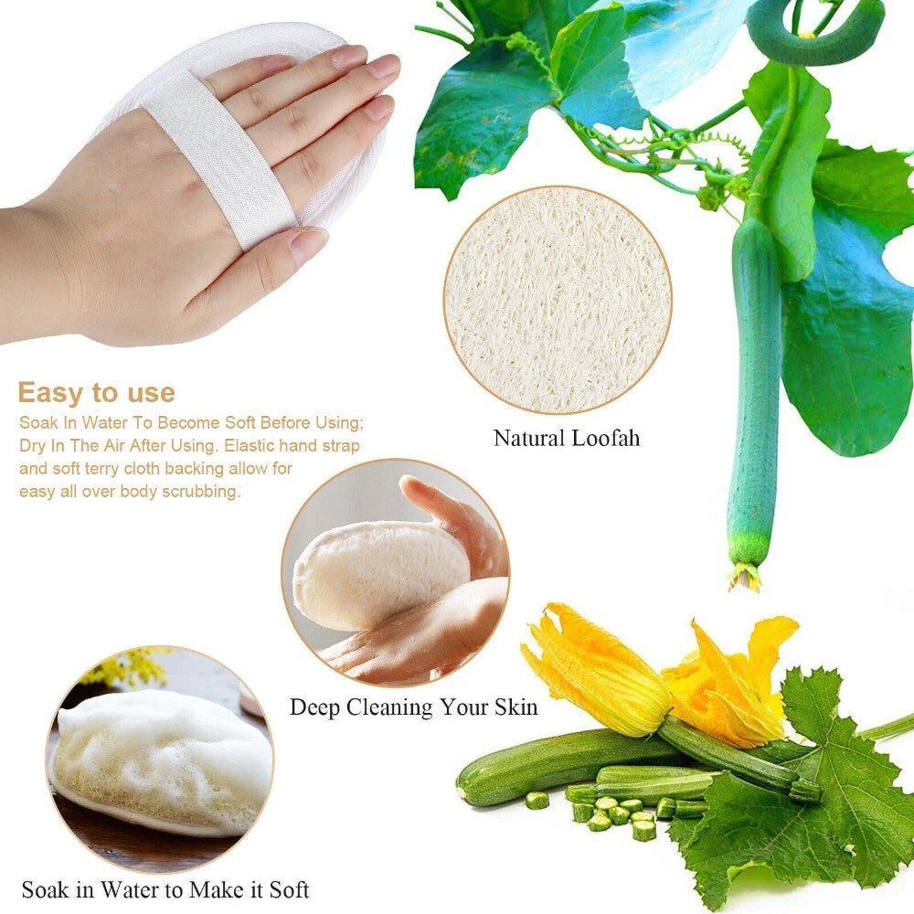4 X Natural Loofah Luffa Exfoliating Bath Body Shower Sponge Brush Back Scrubber