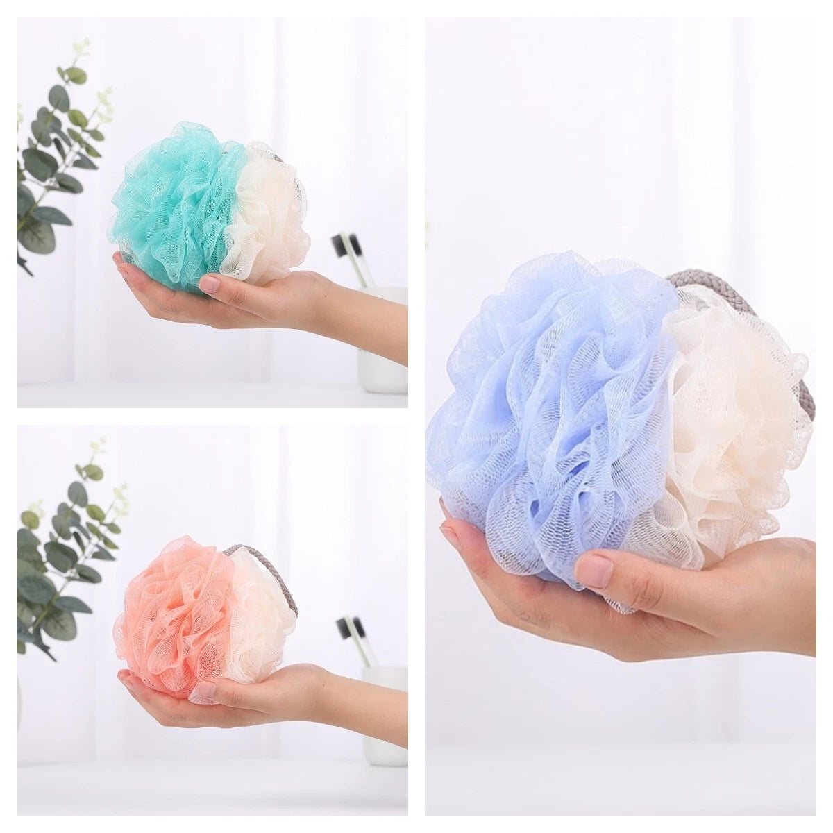 3x Shower Loofah Bath Sponge 70g/pcs Exfoliating Mesh Ball Shower Puff