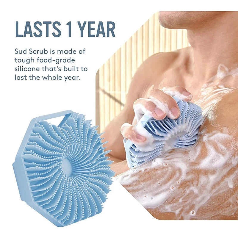 2 in 1 Body Shower Scrubber Wash Exfoliator Brush Scalp Silicone Massager