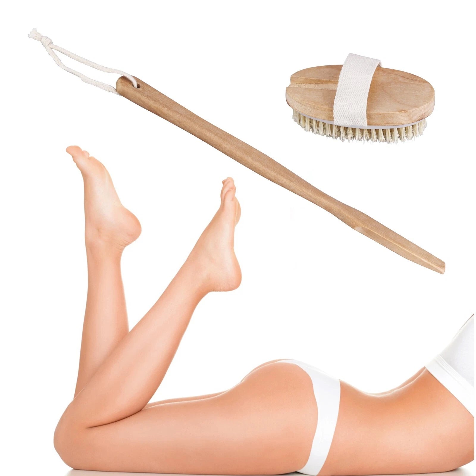 Premium Dry Skin Brush - Natural Bristle 9100738Bamboo Scrubber for Shower Use