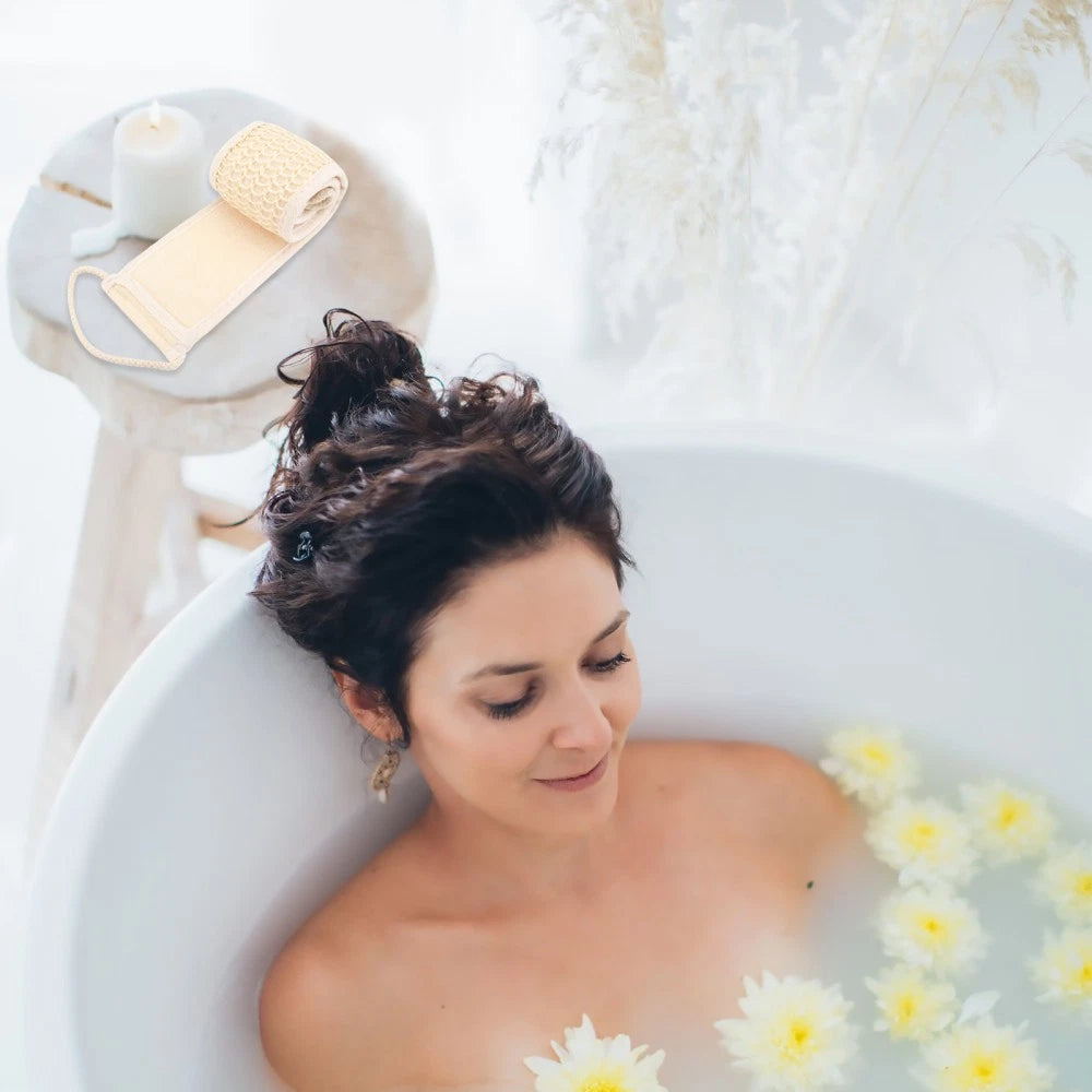 2Pcs Long Body Scrubber Back Cleaning Bath Strap Exfoliating Bath Body Brush