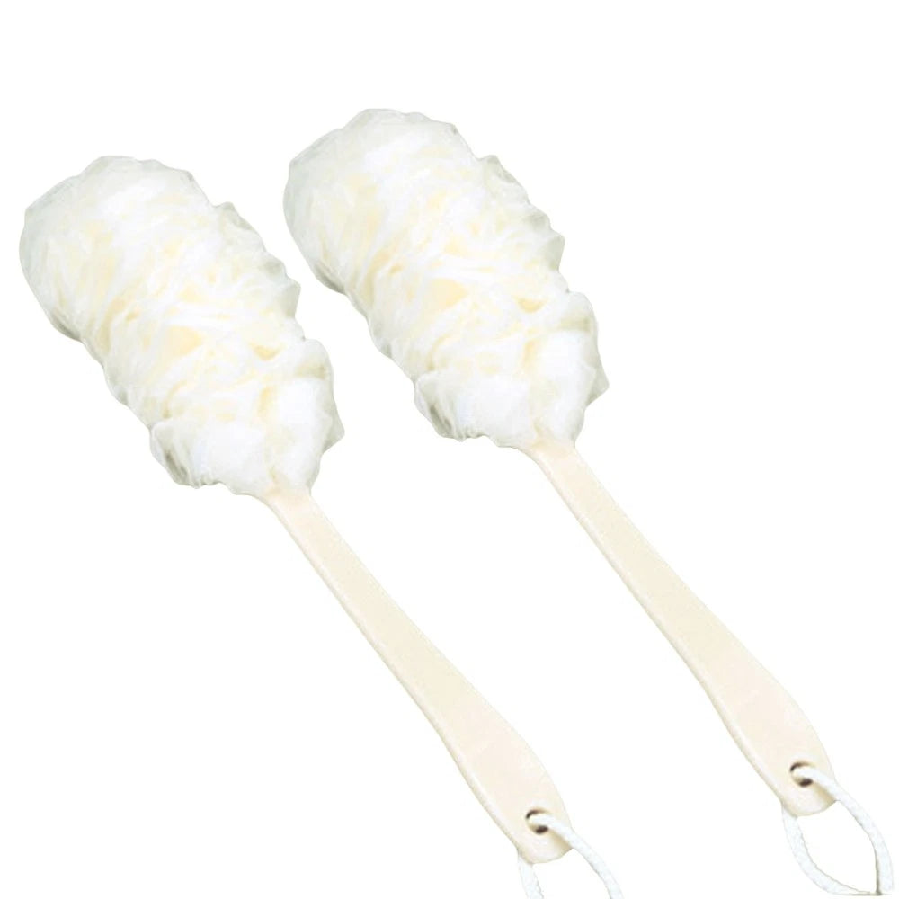 2 Pcs Rub The Back Bath Flowers Scrubber with Long Handle Bathroom