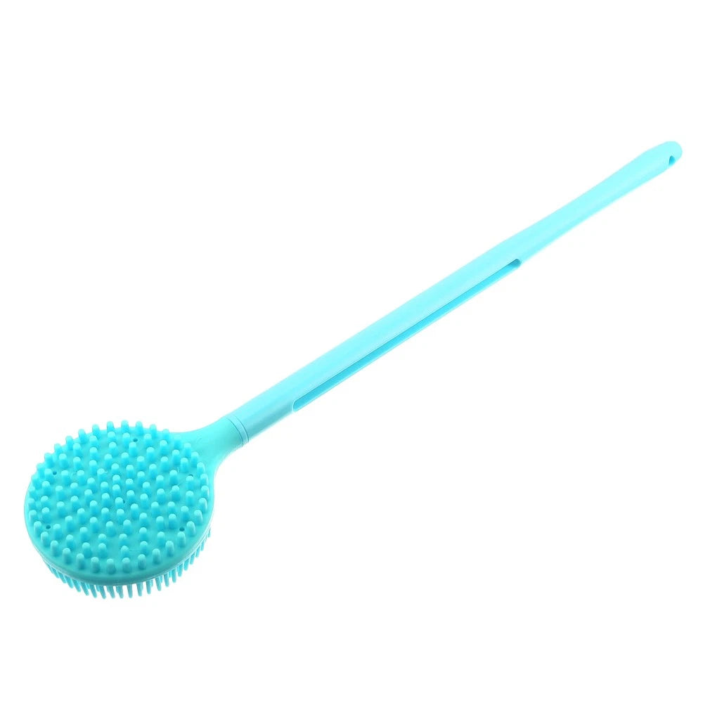 Double-Sided Silicone Body Scrubber Bath Shower Body Brush with Long Handle
