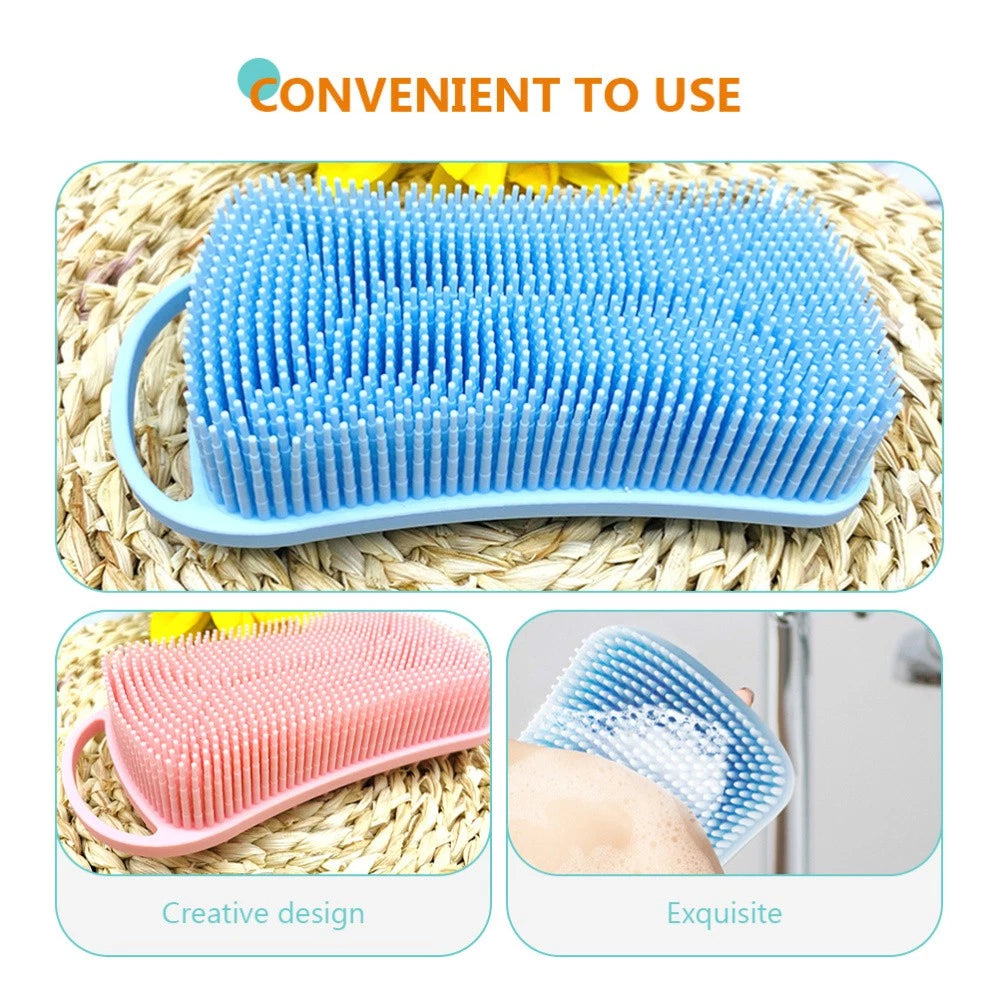 2 Pcs Silicone Shampoo Brush Handheld Bath Exfoliating Shower Brushes
