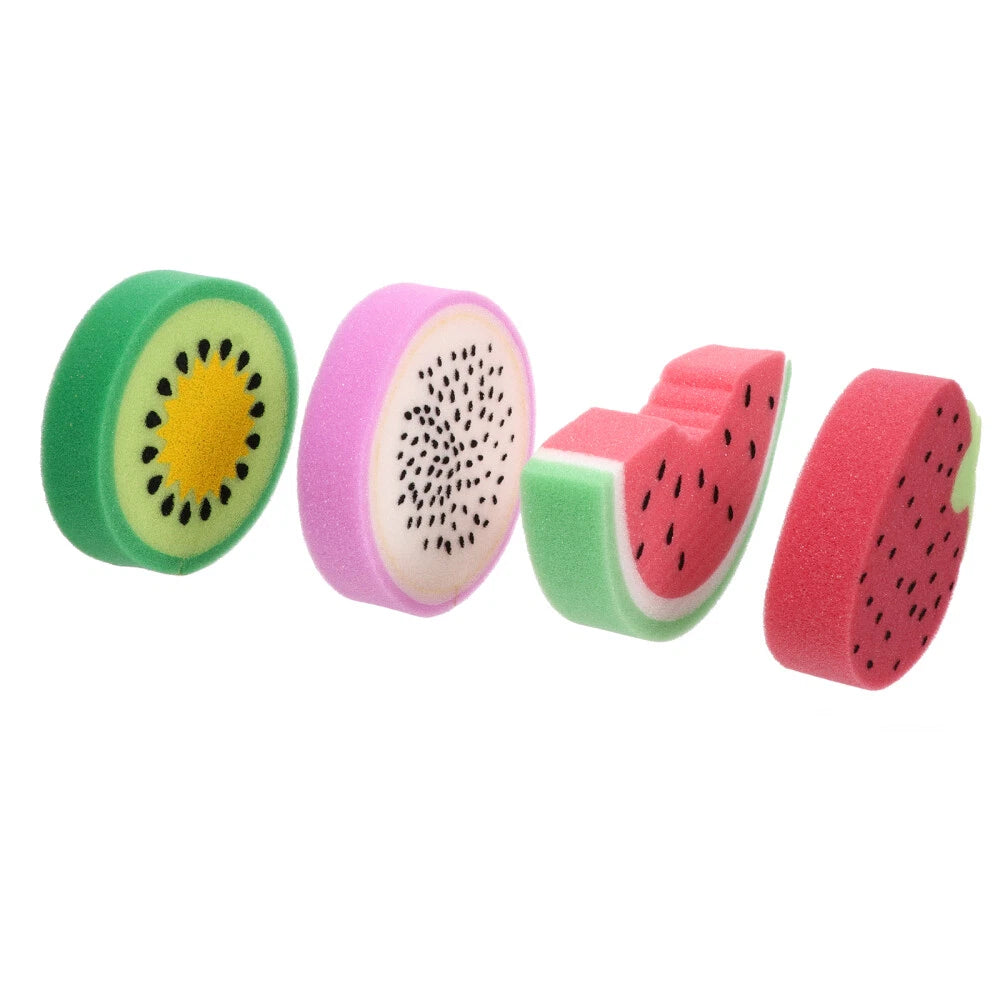 4 Pcs Kids Sponges for Bath Fruit Shaped Shower Colorful Watermelon Man Miss