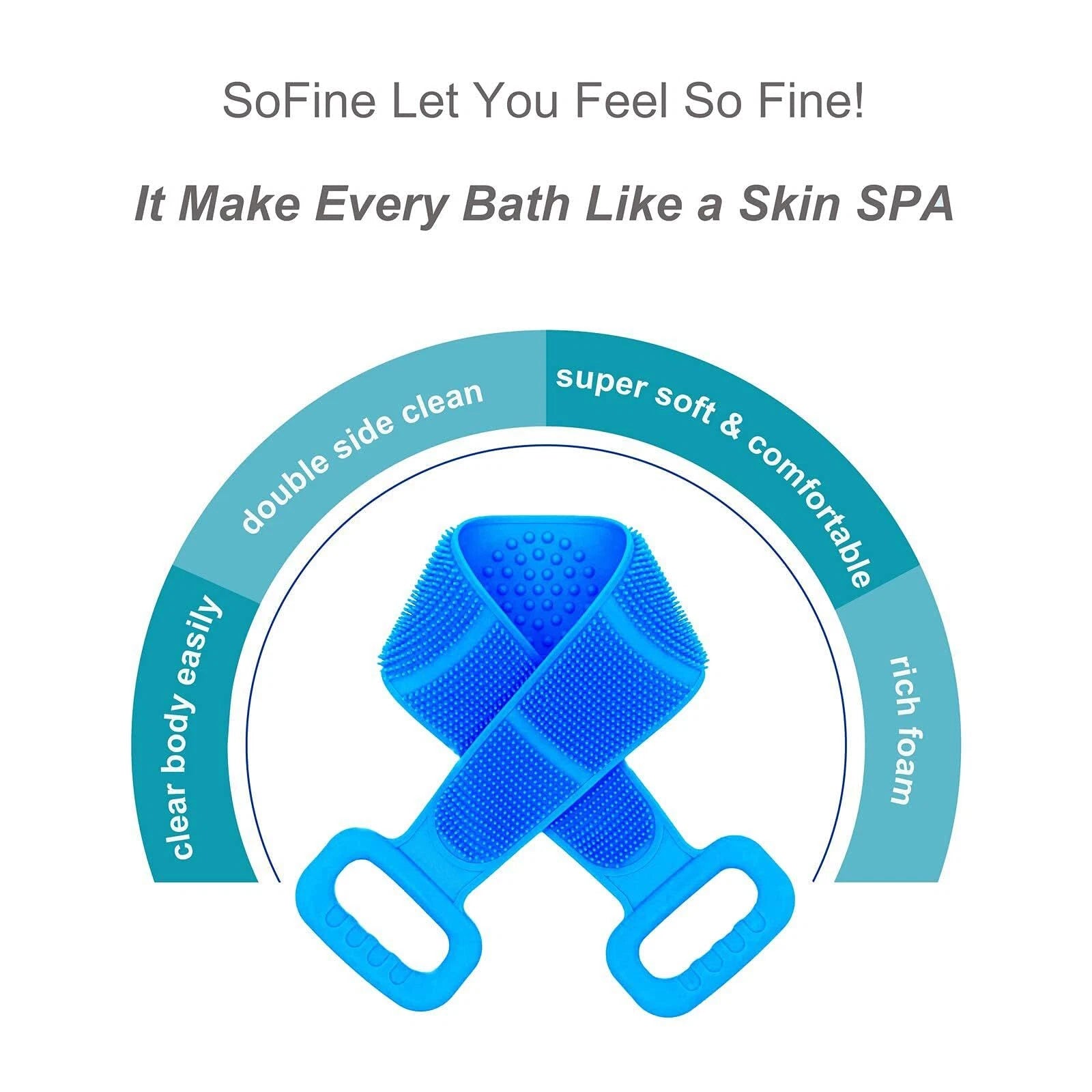 2 Pack Silicone Back Scrubber For Shower31.5in Dual Sided Bath Body Scrubbershow