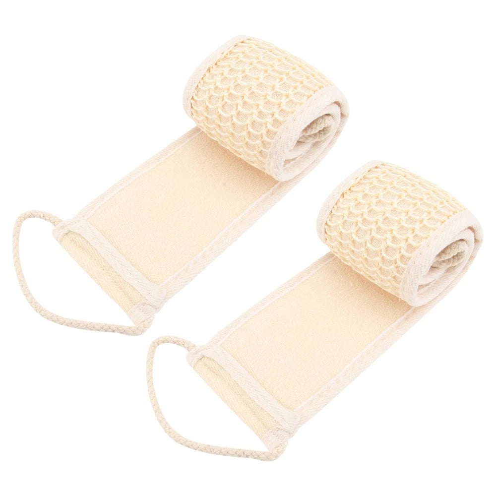 2Pcs Long Body Scrubber Back Cleaning Bath Strap Exfoliating Bath Body Brush