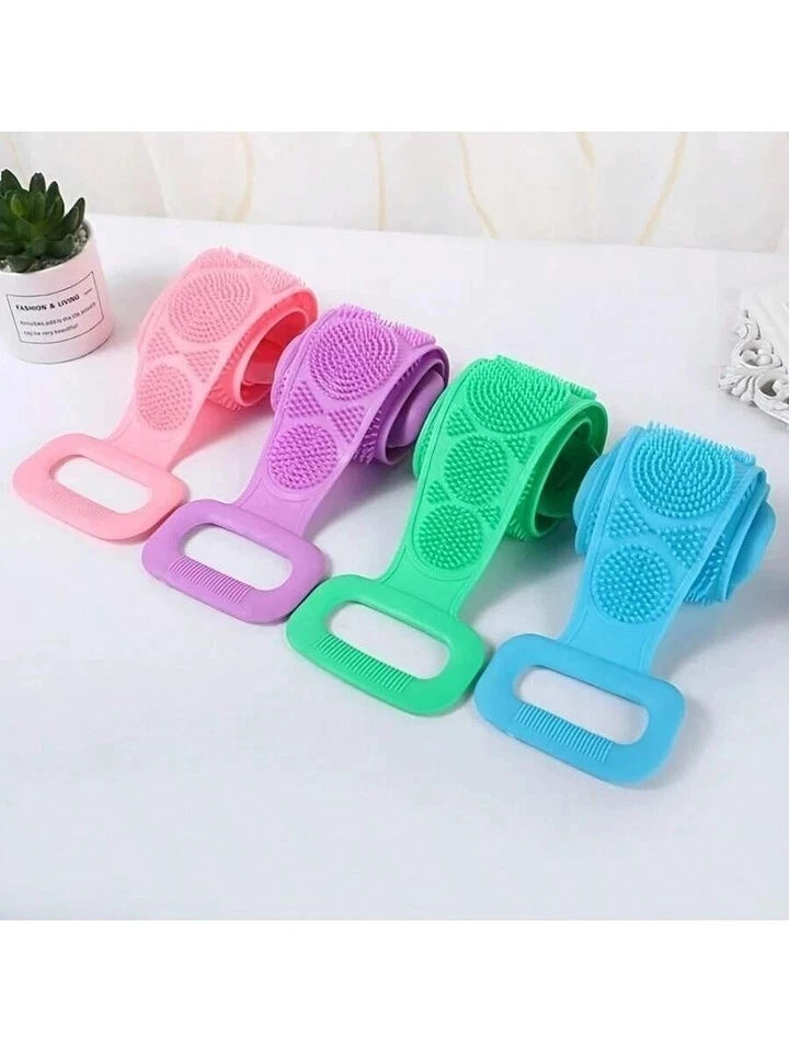 Silicon Long Body Cleaning Double Sided Back Scrubber Bath Shower Belt Brush UK