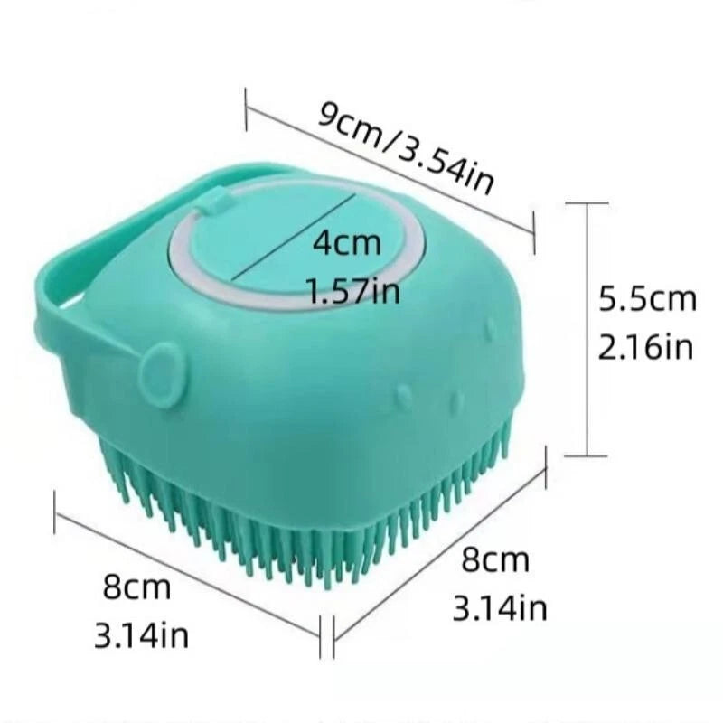 Pet Bath Brush, Silicone Pet Bath Massage Brush, Shampoo Dispenser Shower Brush