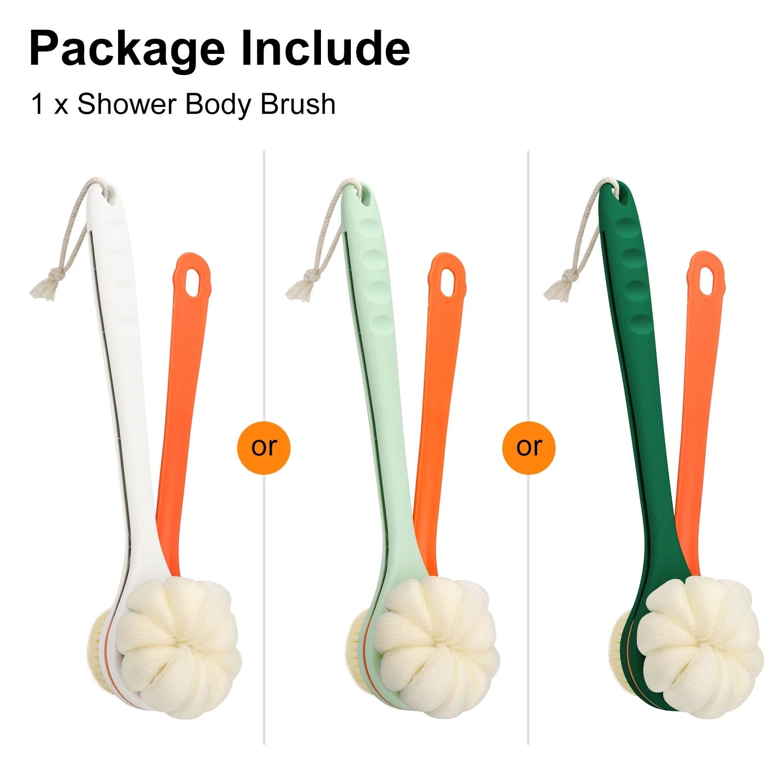 2-in-1 Long Handle Bath Brush 360° Extendable Soft Bristle Back Shower Scrubber