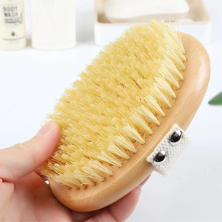 Premium Body Brush Dry Brush For Skin Exfoliating Natural Boar Bristles