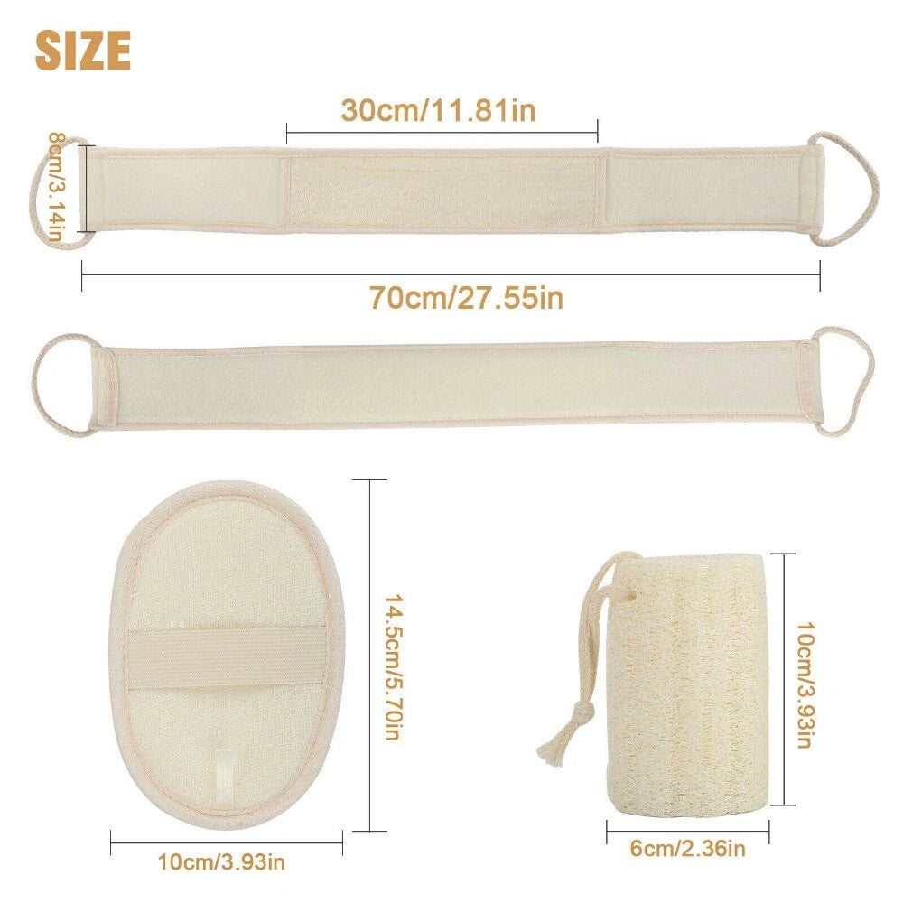 4 X Natural Loofah Luffa Exfoliating Bath Body Shower Sponge Brush Back Scrubber