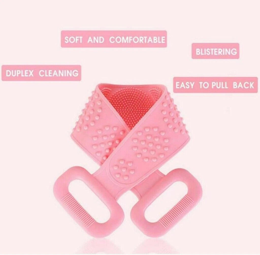 Body Cleaning Double Sided Back Scrubber Bath Shower Silicone Spa Brush Tool UK