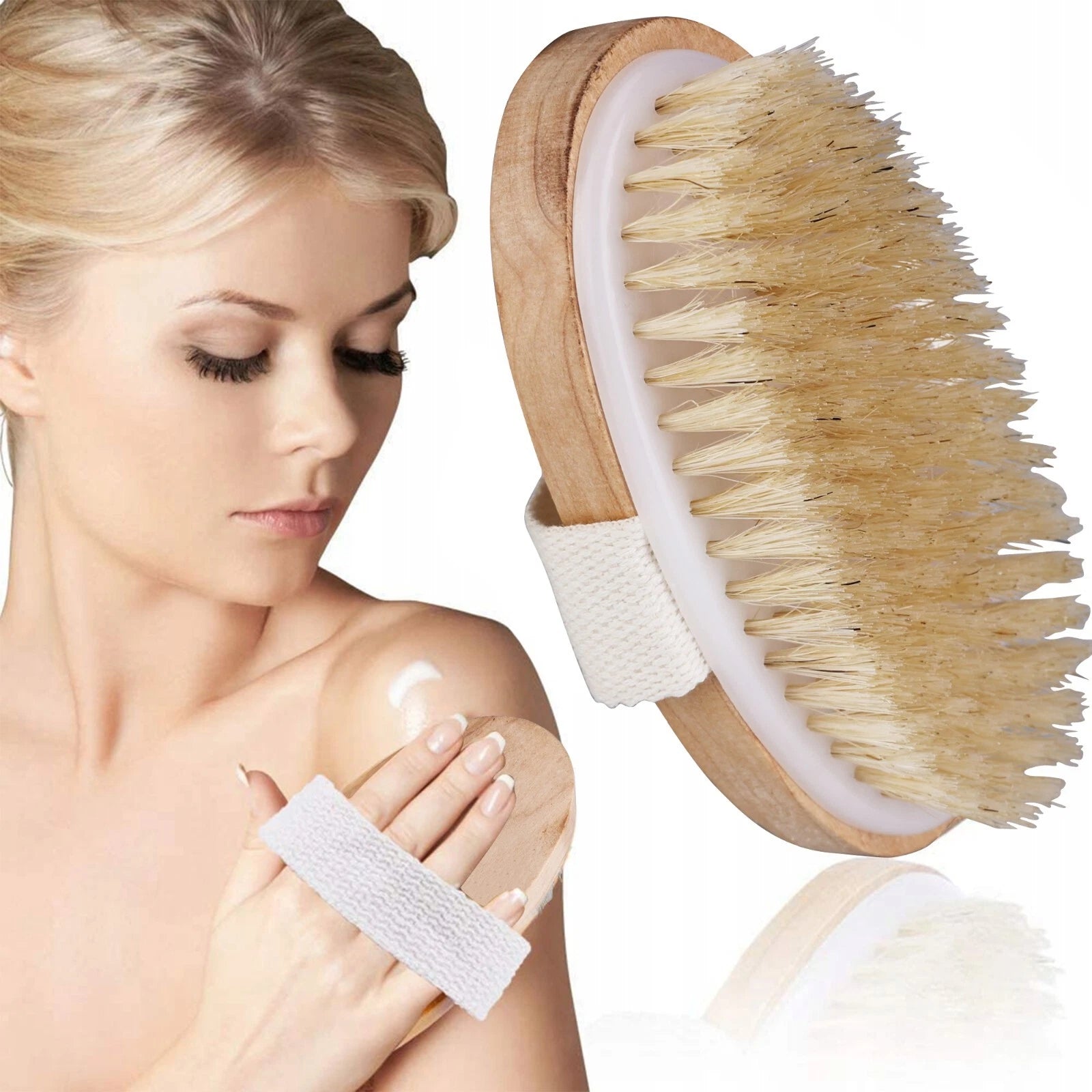 Premium Dry Skin Brush - Natural Bristle 9100738Bamboo Scrubber for Shower Use