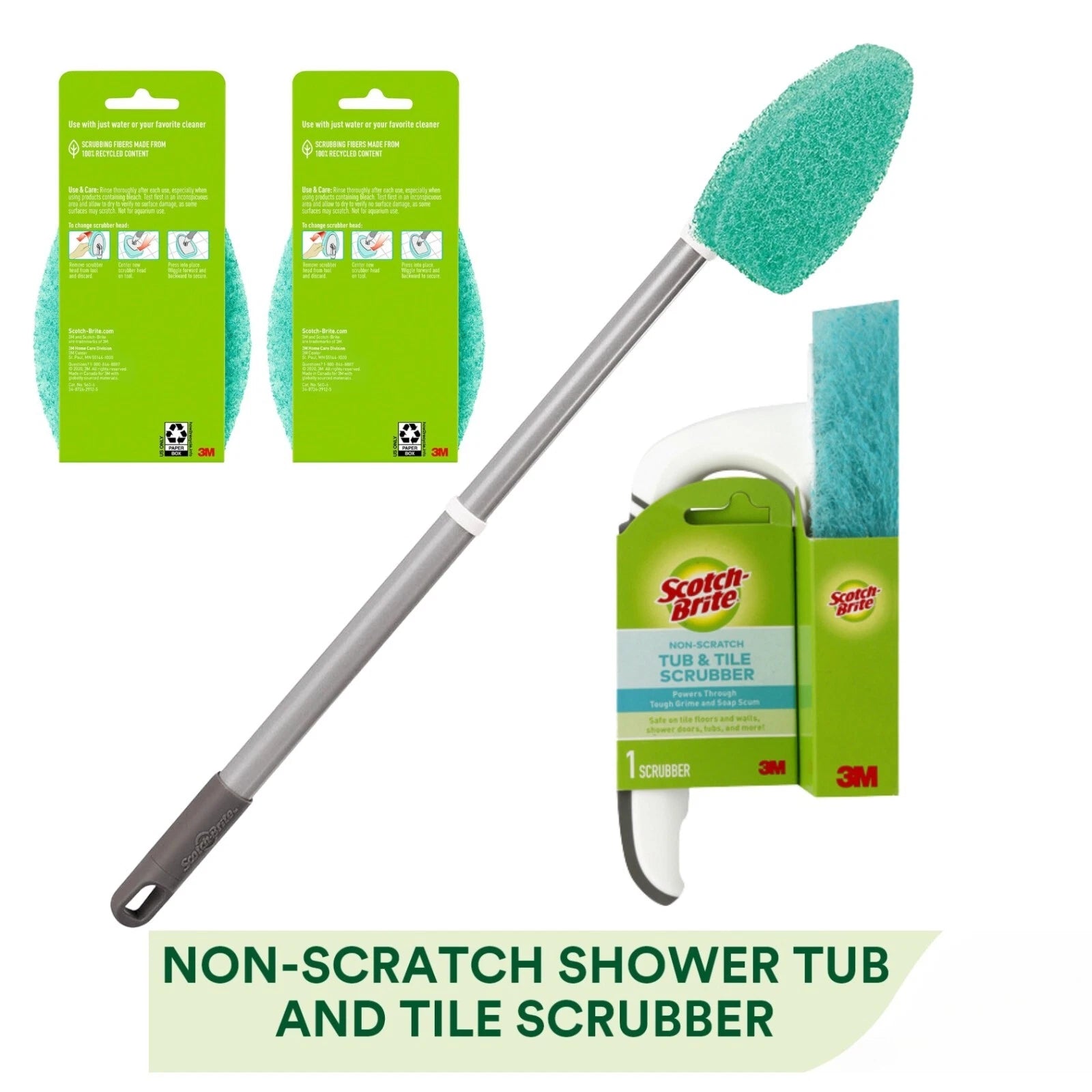 Scotch-Brite Non-Scratch Tub and Shower Scrubber Kit (2 Handle With Refill Pads)