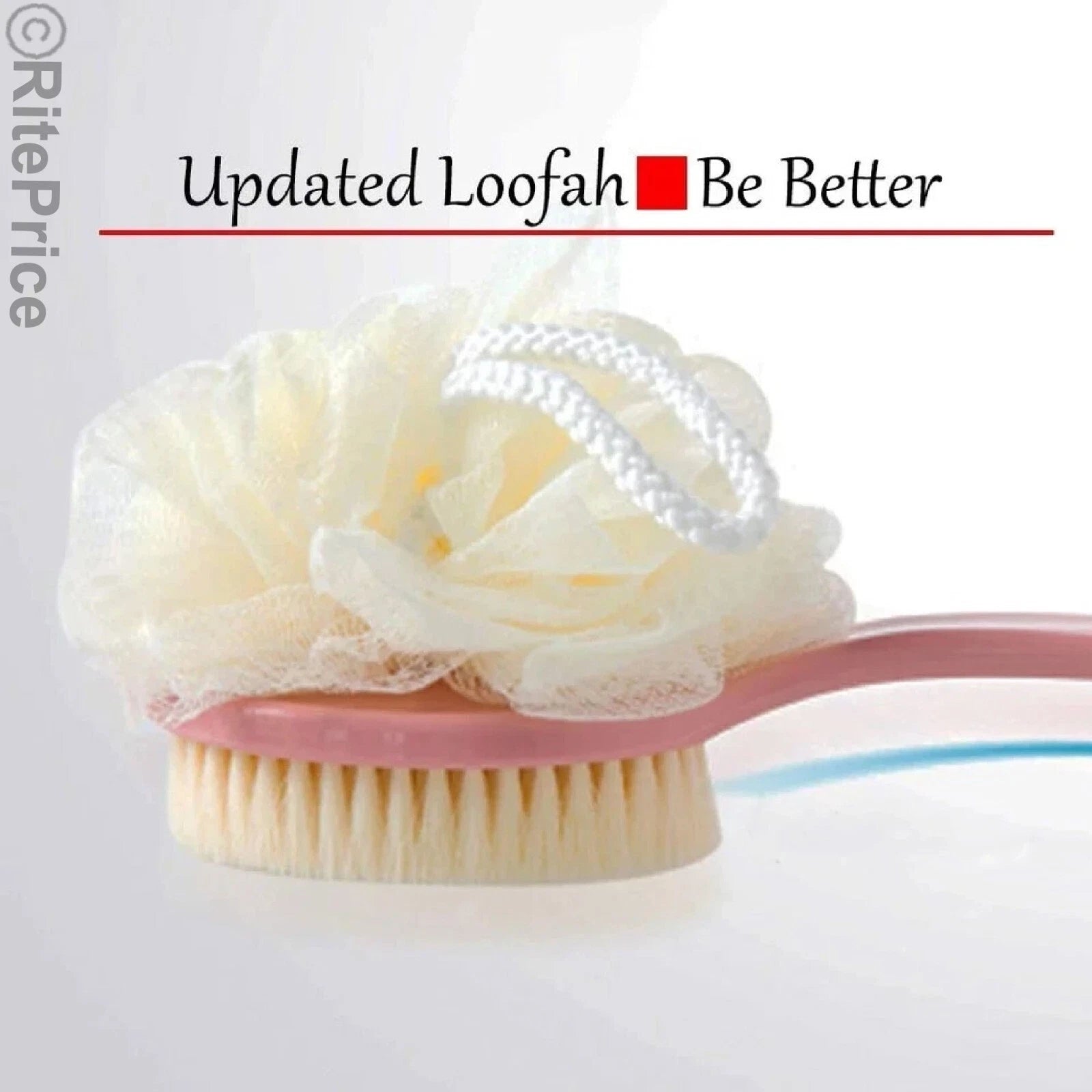 Bath Body Brush Soft Bristles & Loofah (1 Pack) Back Scrubber Plastic Handle-New