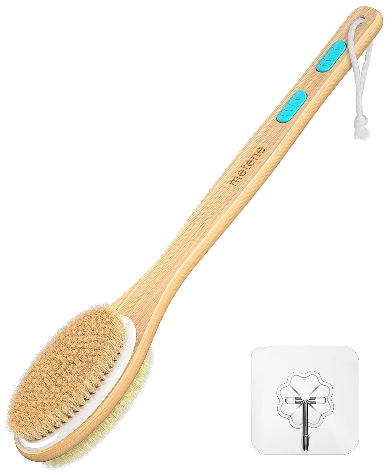 Shower Brush with Soft and Stiff Bristles, Bath Dual-Sided Long Handle Back S...