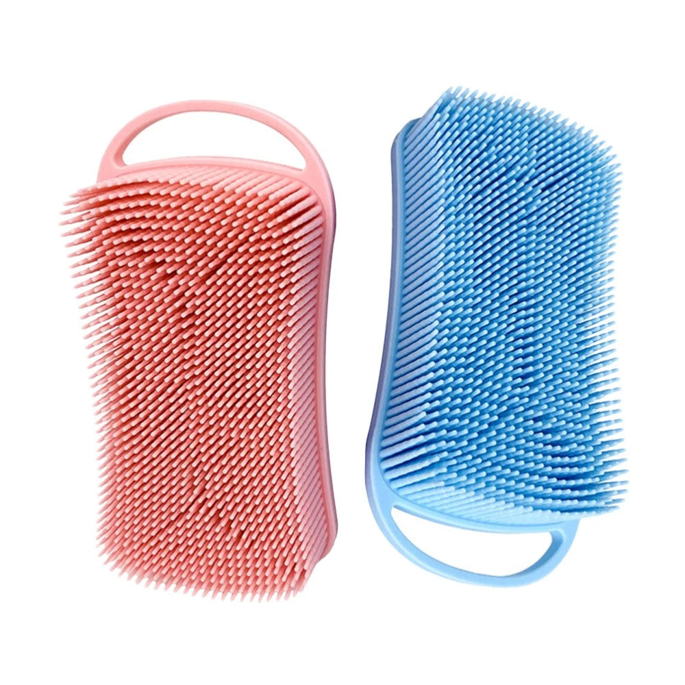 2 Pcs Silicone Shampoo Brush Handheld Bath Exfoliating Shower Brushes