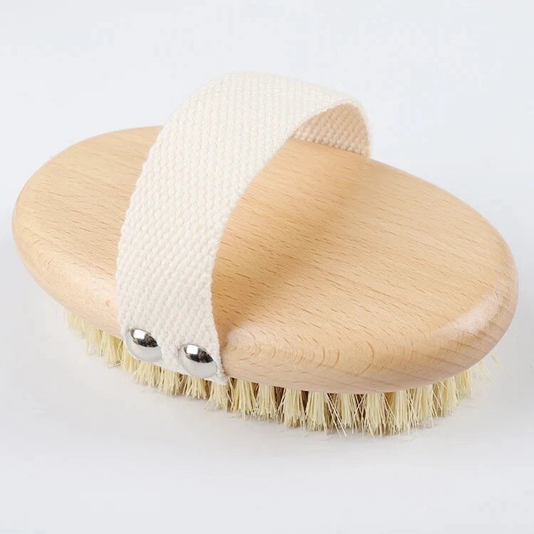 Premium Body Brush Dry Brush For Skin Exfoliating Natural Boar Bristles