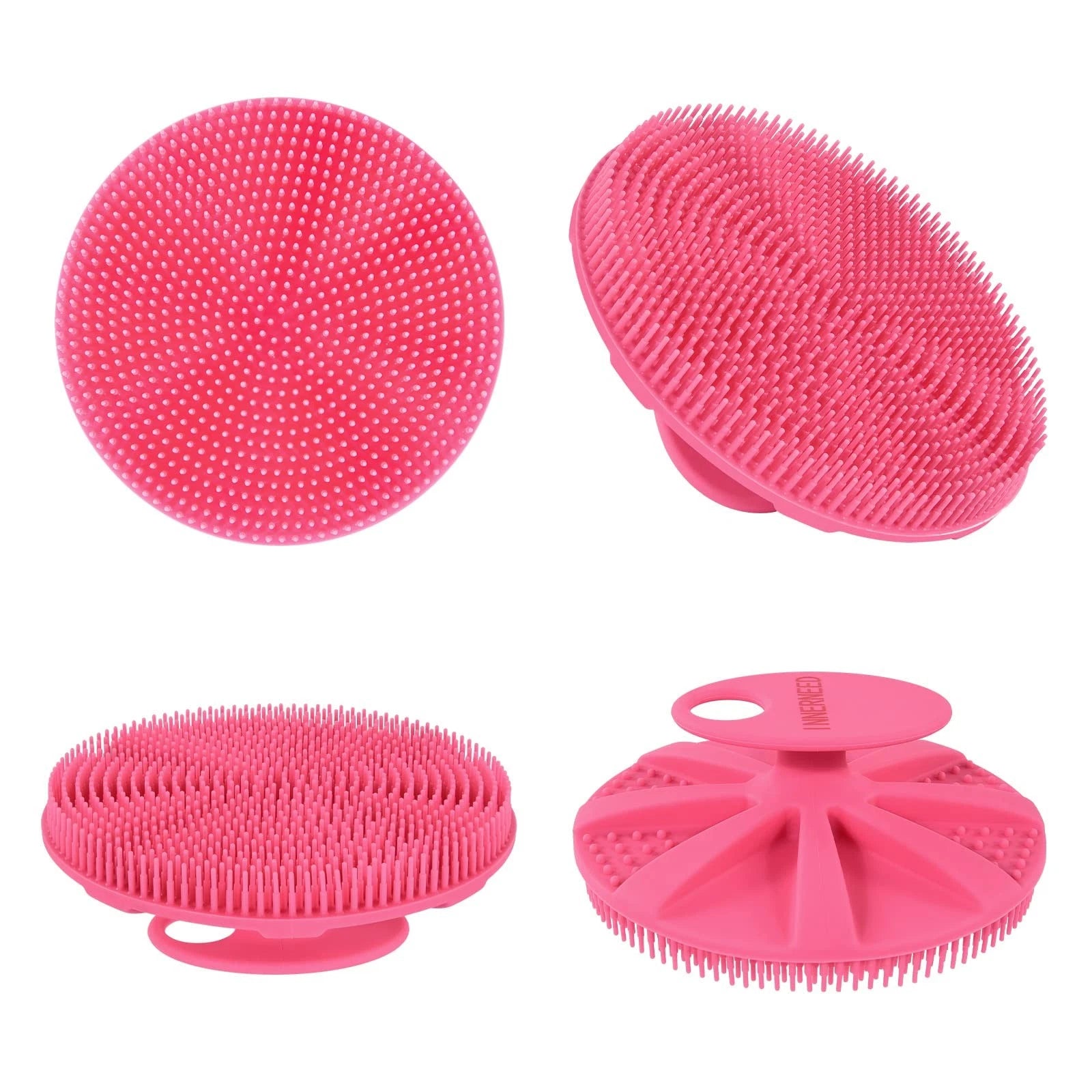 Silicone Body Scrubber Handheld Shower Brush Exfoliating Pink