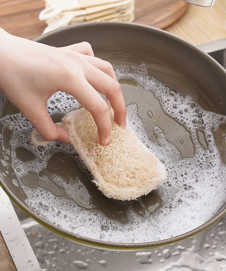 5pcs Natural Loofah Sponge Exfoliating Body Scrubber Shower Bath Spa Dishes Wash