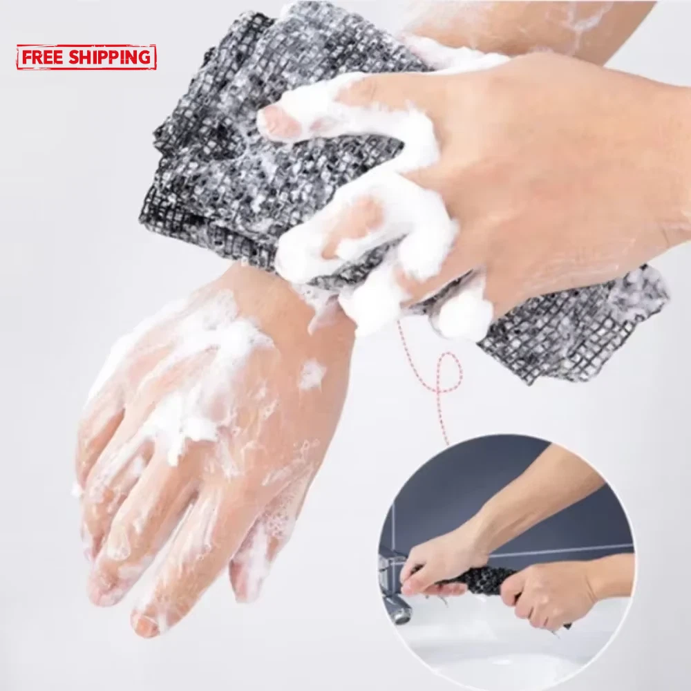 Japanese Rubbing Washcloth Bath Scrubber Nylon Towel Brush for Back Exfoliating