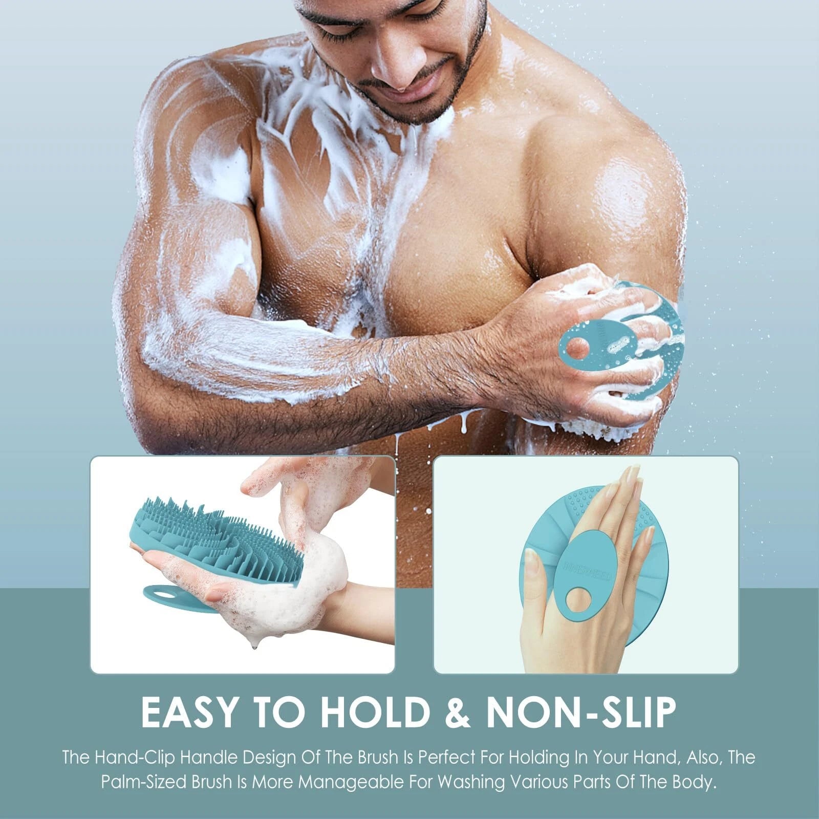 Foodgrade Silicone Body Scrubber Bath Shower Cleansing Brush Gentle Exfoliating