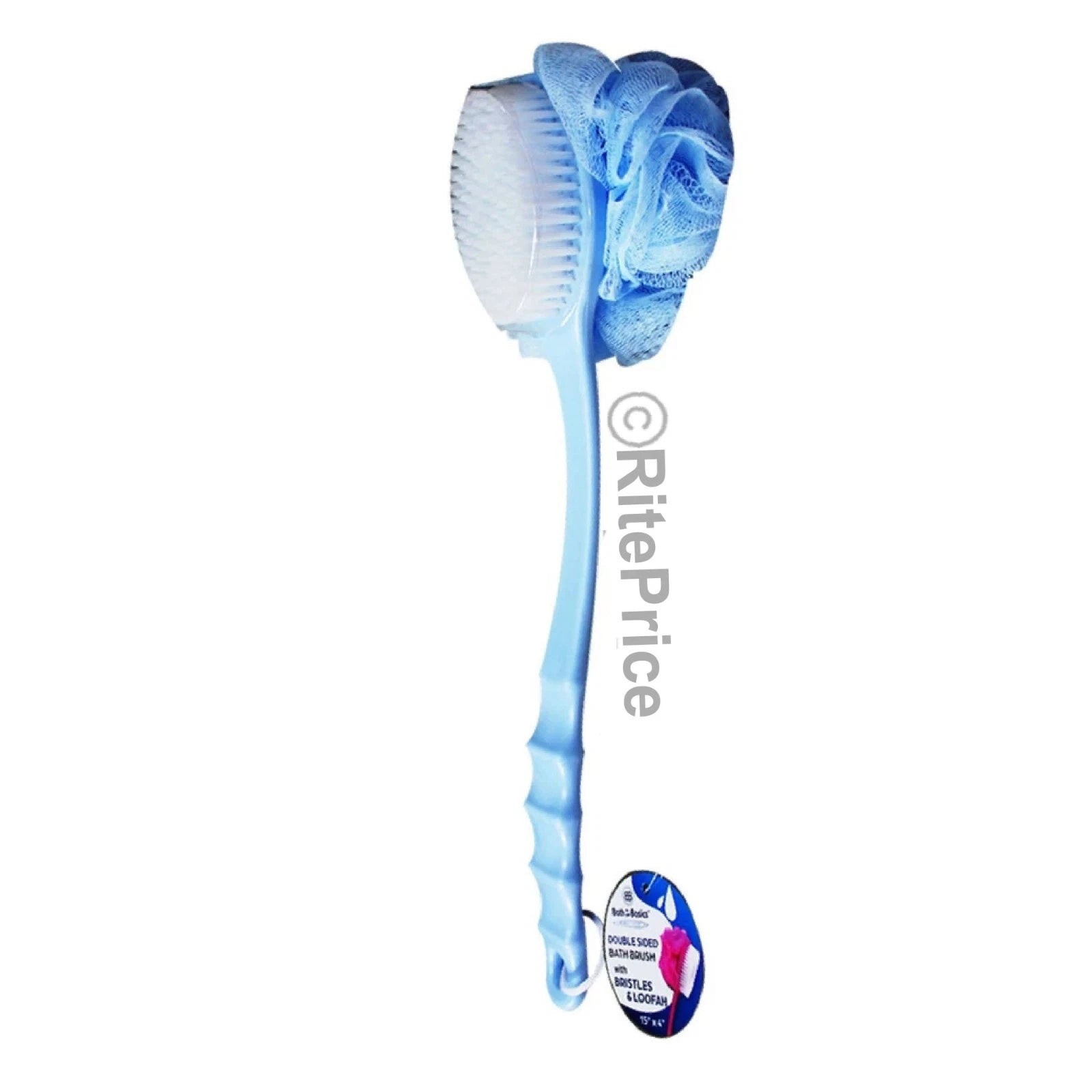 Bath Body Brush Soft Bristles & Loofah (1 Pack) Back Scrubber Plastic Handle-New