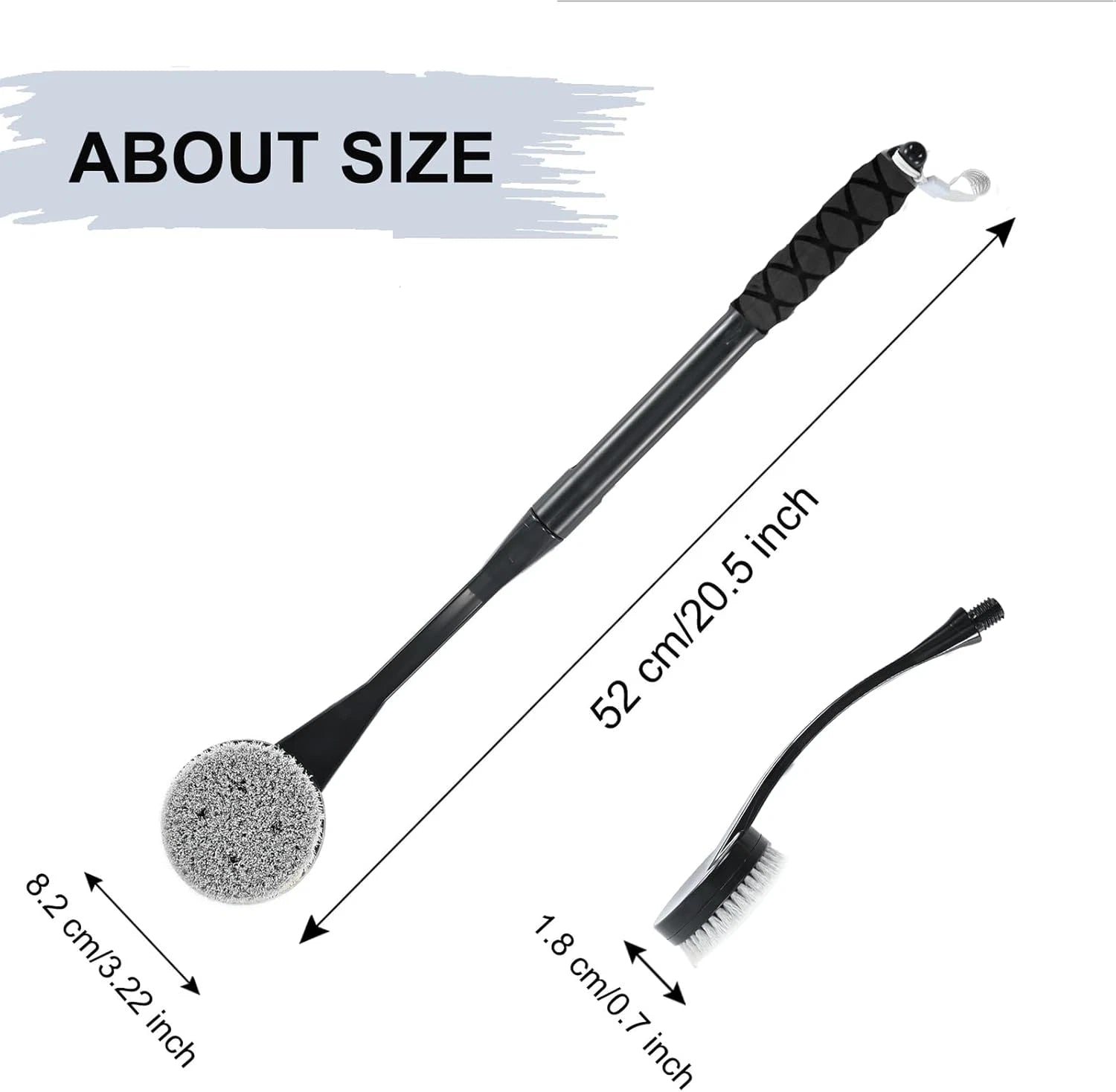 Back Scrubber for Shower, 20.5" Long Handle Bath Brush – Black