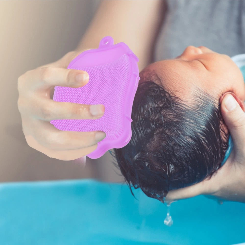 Silicone Hair Shampoo Baby Newborn Kids Shower Brush Bath Scrubber