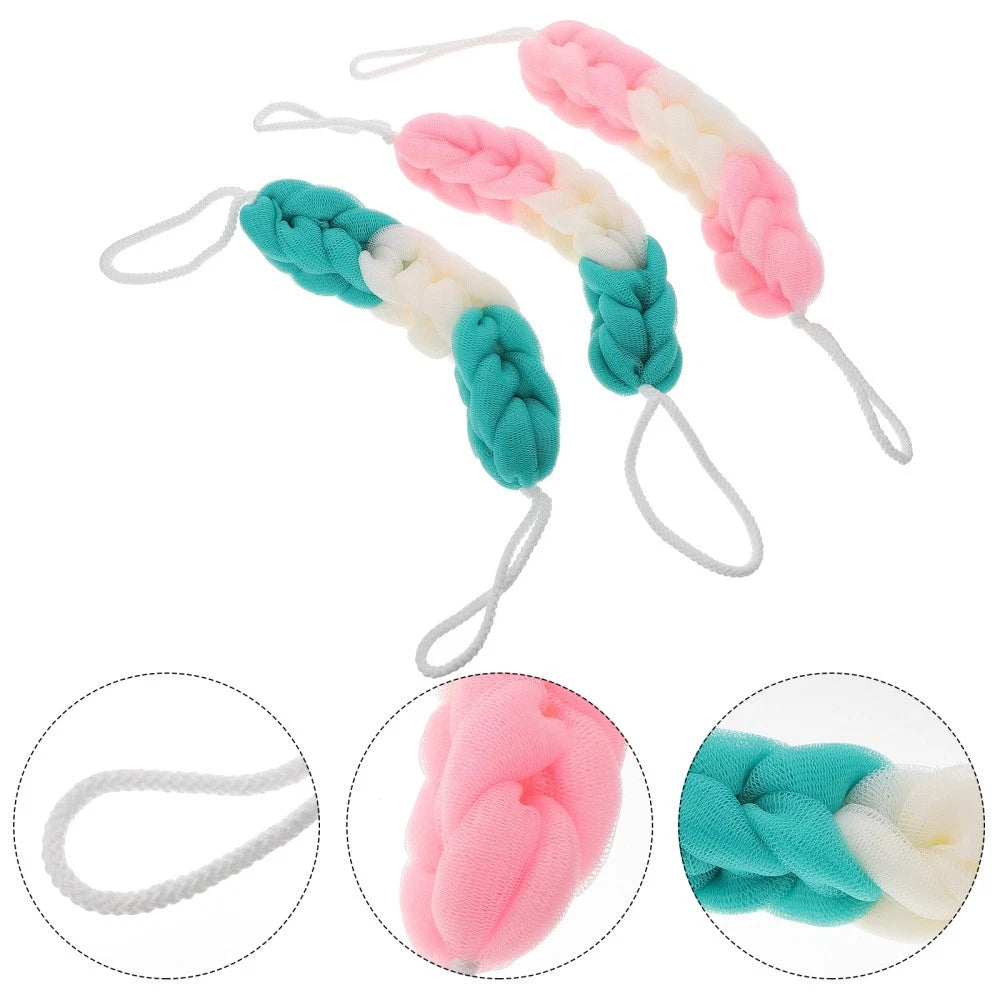 3 Pcs Back Scrubber Bath Towel Man Body Tool Puff Shower Exfoliating