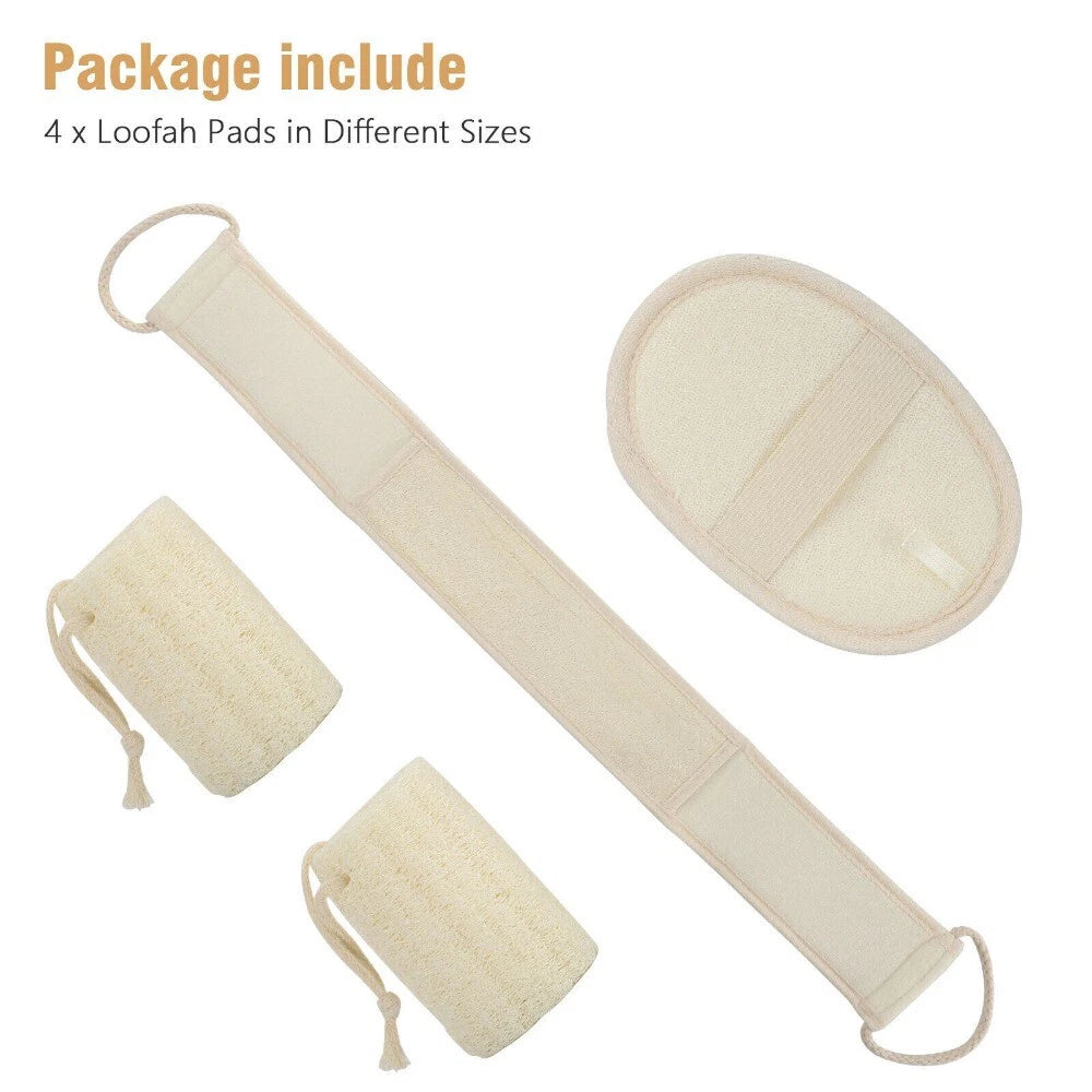 4 X Natural Loofah Luffa Exfoliating Bath Body Shower Sponge Brush Back Scrubber