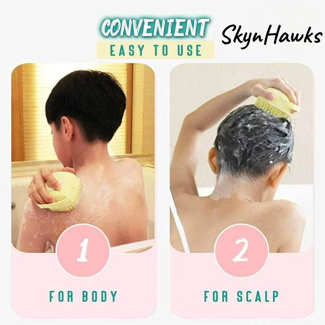 Silicon Massage Bath Brush Hair Scalp Bathing Brush For Cleaning Body Pack of 3