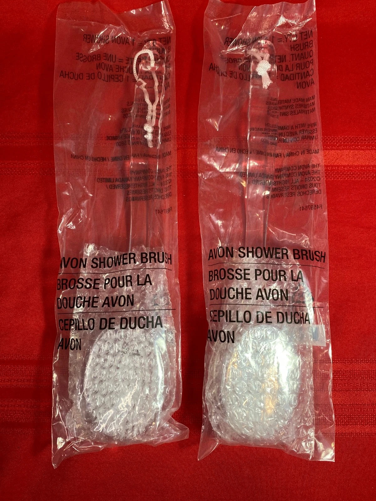 NIB Avon Long Handle Shower Brush w/Massage Nubs on Back of Brush~Lot of 2