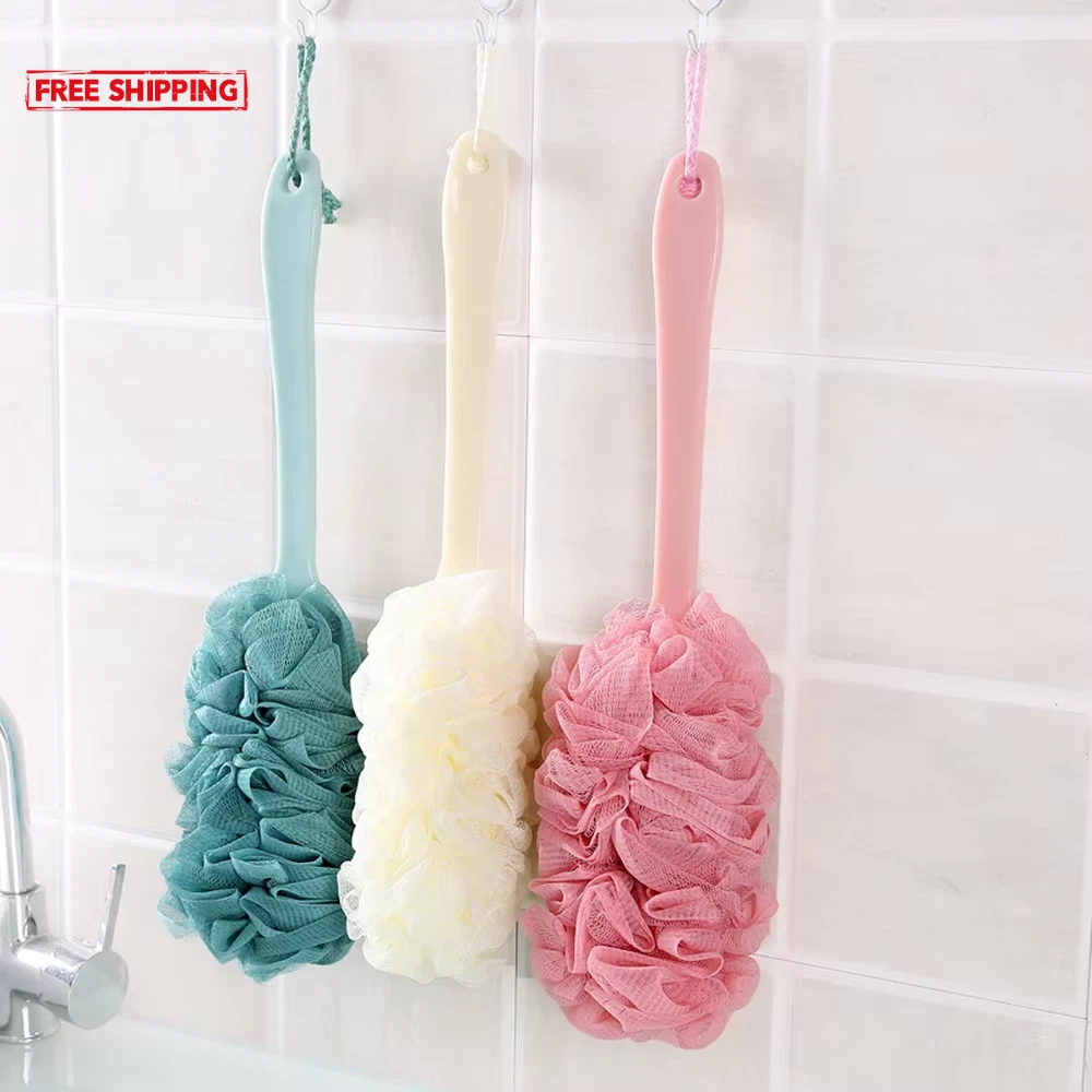 Long Handle Back Brush Body Scrubbers Shower Hanging Body Brush Sponges Soft Mes
