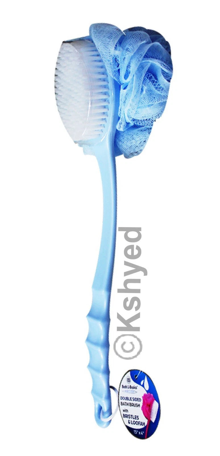 Bath Body Brush Soft Bristles & Loofah Back Scrubber Plastic Handle (1 Pack) New