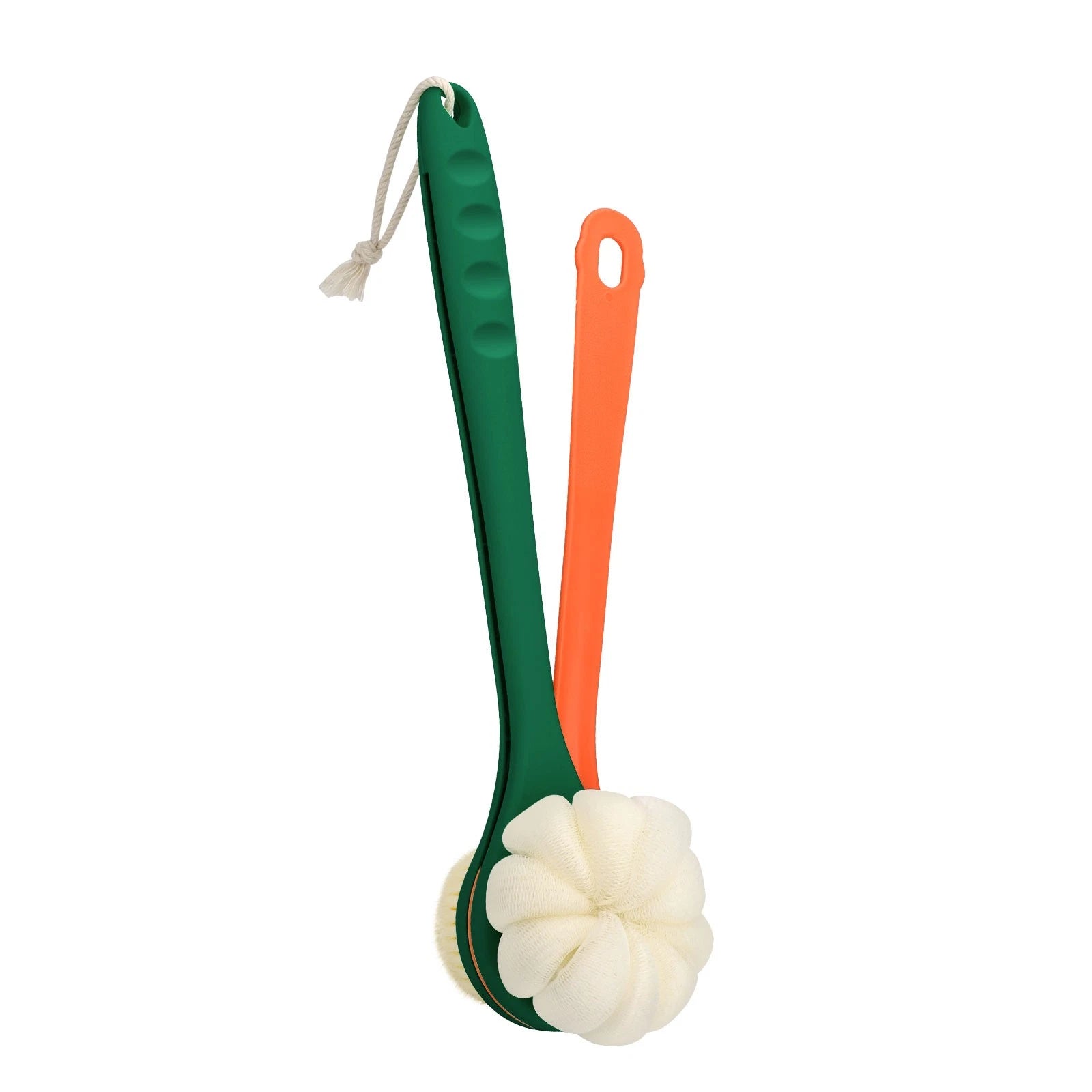 2-in-1 Long Handle Bath Brush 360° Extendable Soft Bristle Back Shower Scrubber