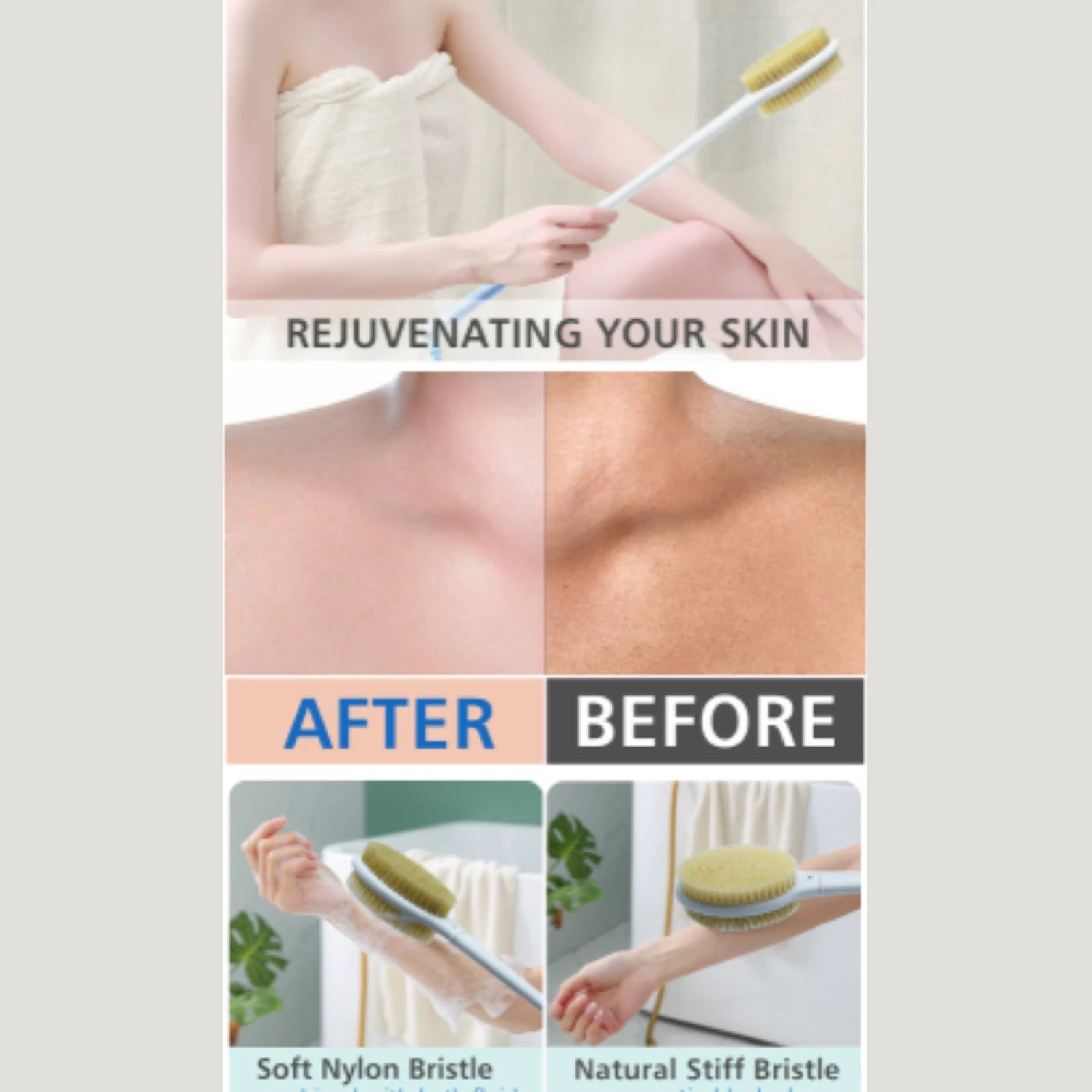 20.5 Back Bath Brush Long Handle for Shower for Elderly men and Women back Scrub