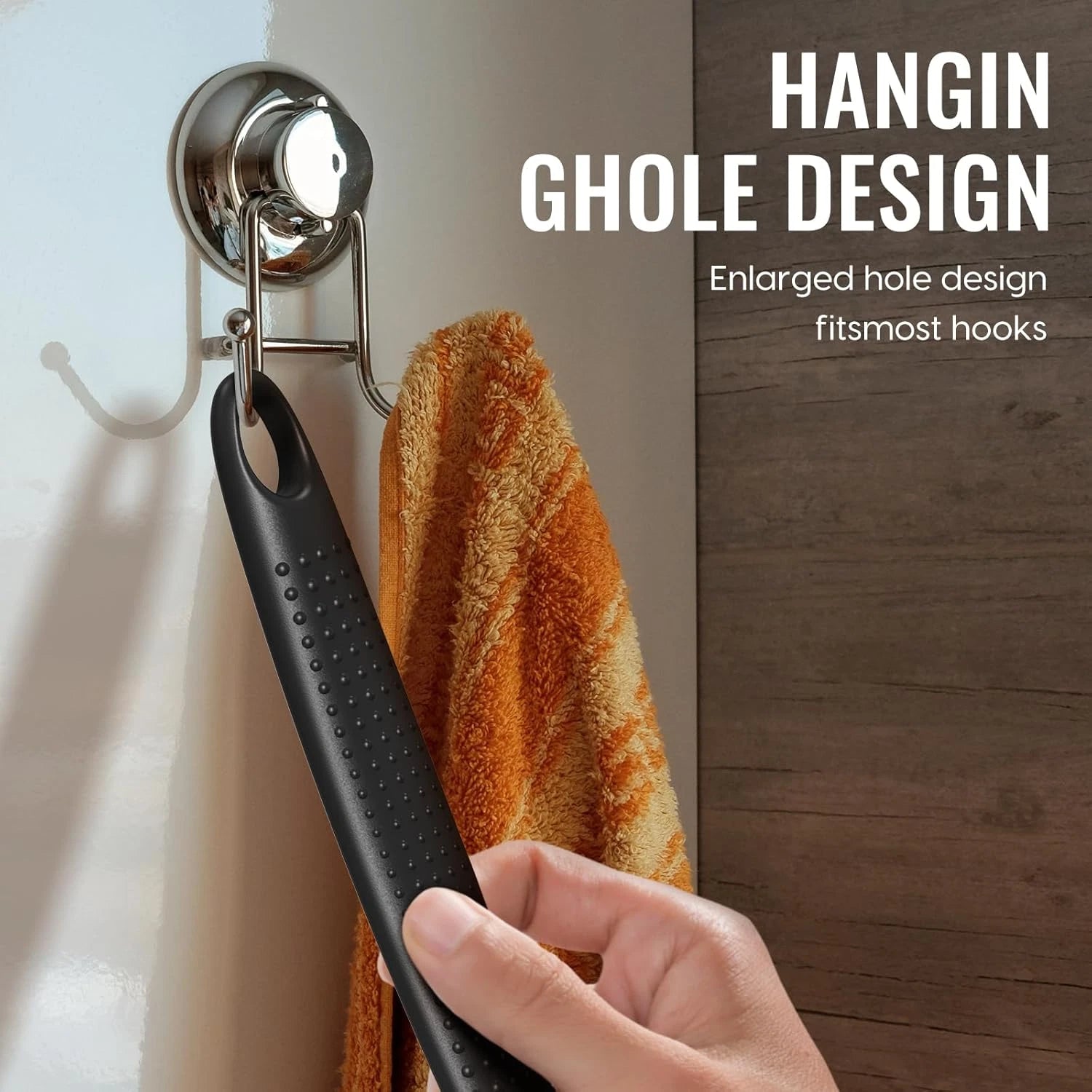 Silicone Back Scrubber for Shower, 17In Lengthen Long Handle Body Brush, Double