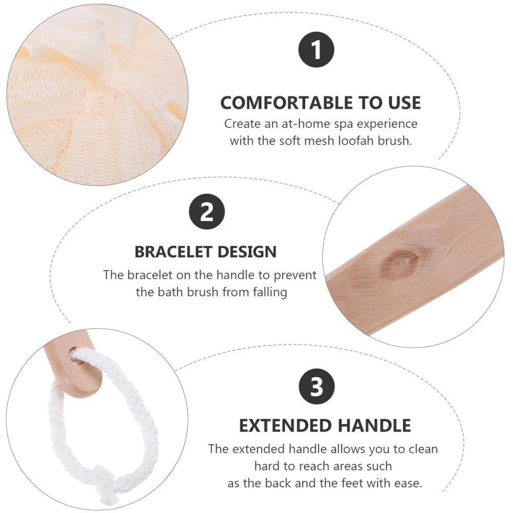 Exfoliating Back Brush Long Handle Bath Sponge Scrubber for Shower Use