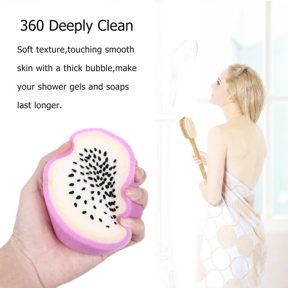 4 Pcs Kids Sponges for Bath Fruit Shaped Shower Colorful Watermelon Man Miss