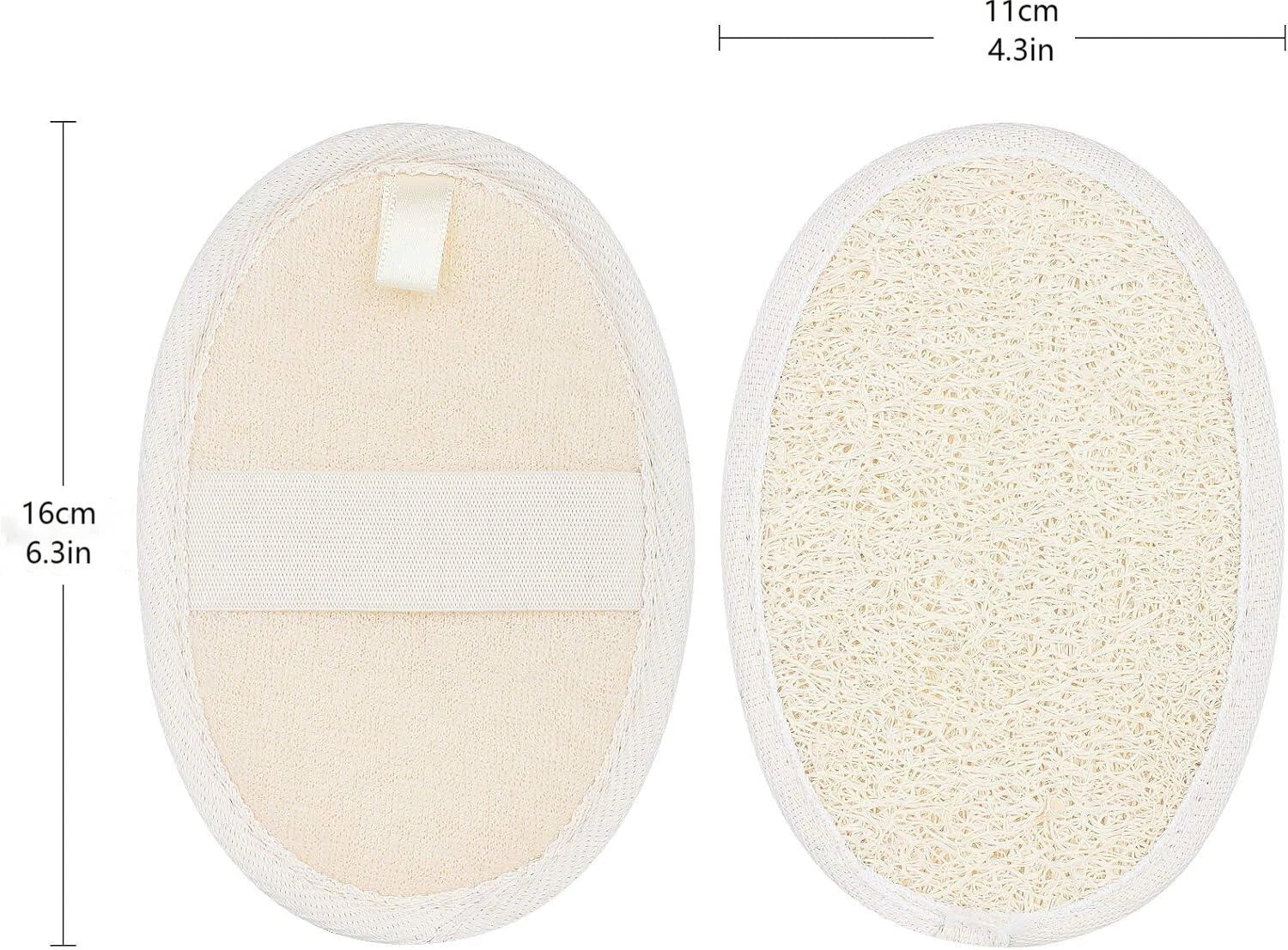 4pcs Natural Loofah Exfoliating Back Scrubber Set for Shower, Luffa Sponge Pads