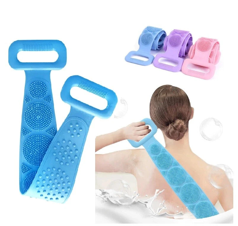Body Cleaning Double Sided Back Scrubber Bath Shower Silicone Spa Brush Tool UK