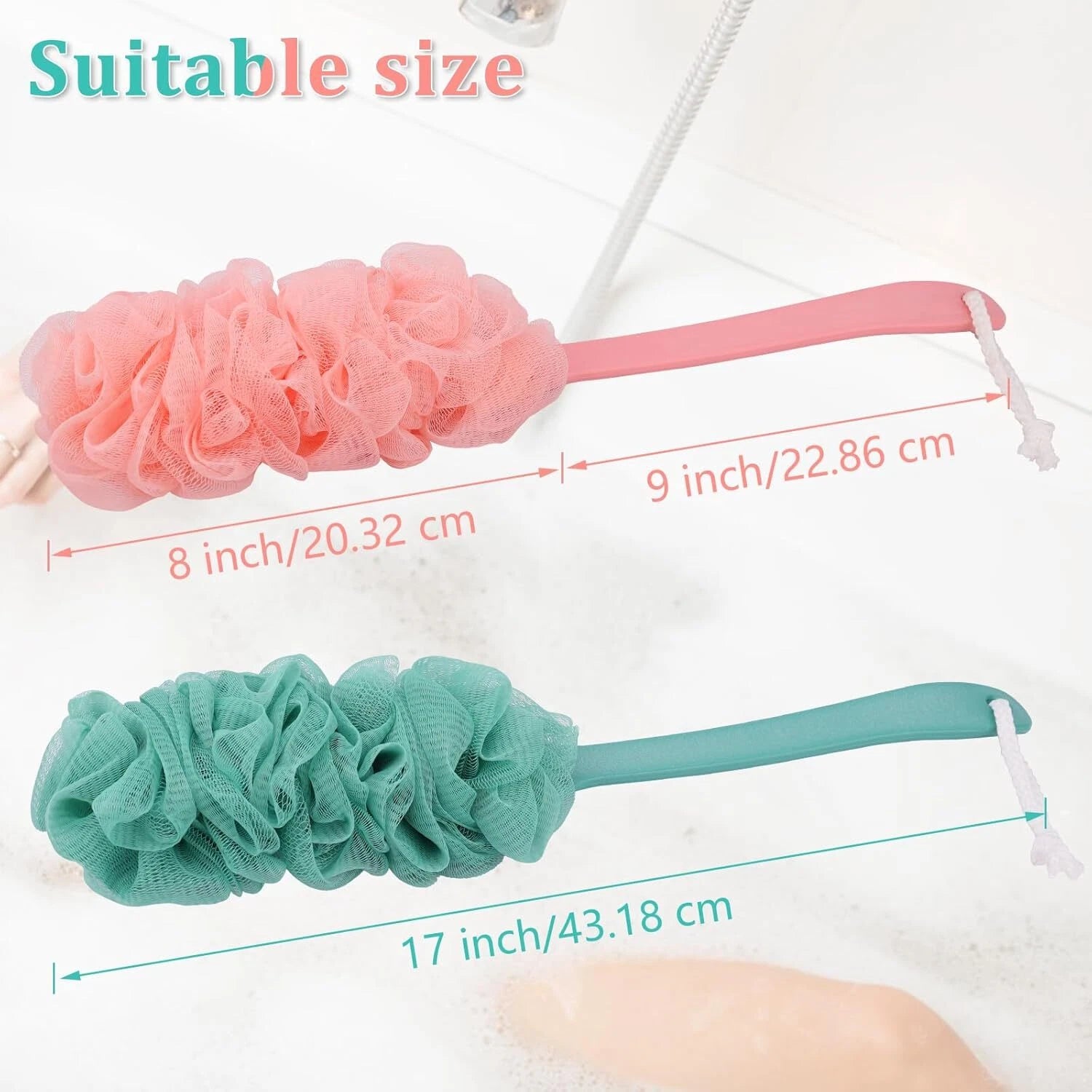 Bath Loofah Sponge Brush Shower Long Handle Back Scrubber Bathing Accessories