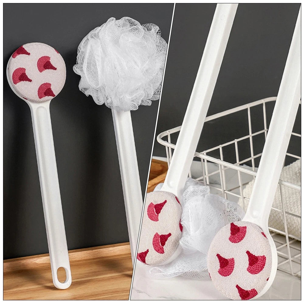 Shower Body Brush Double-side Long Handle Back Scrubber for Skin Exfoliating