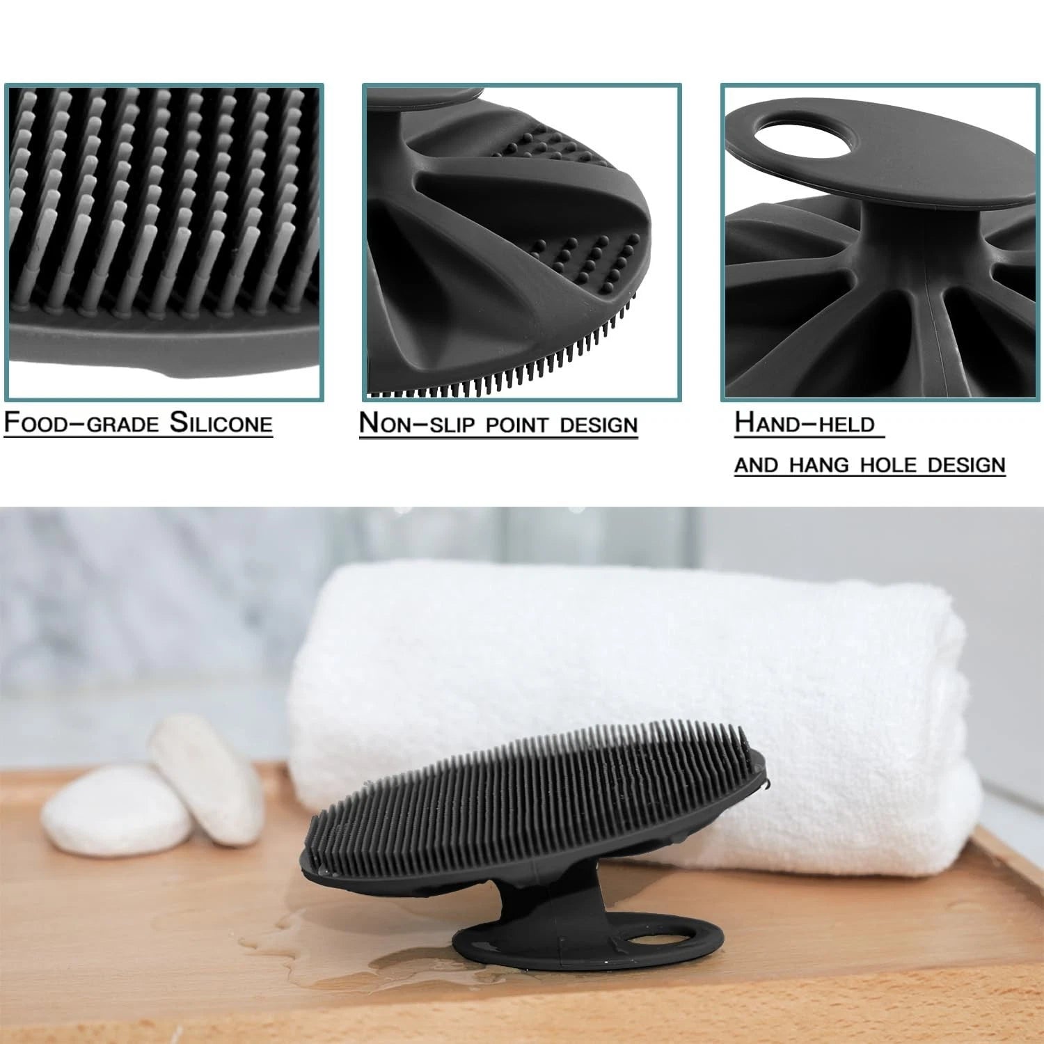 Soft Silicone Handheld Body Scrubber - Gentle Exfoliating Brush for All Skin