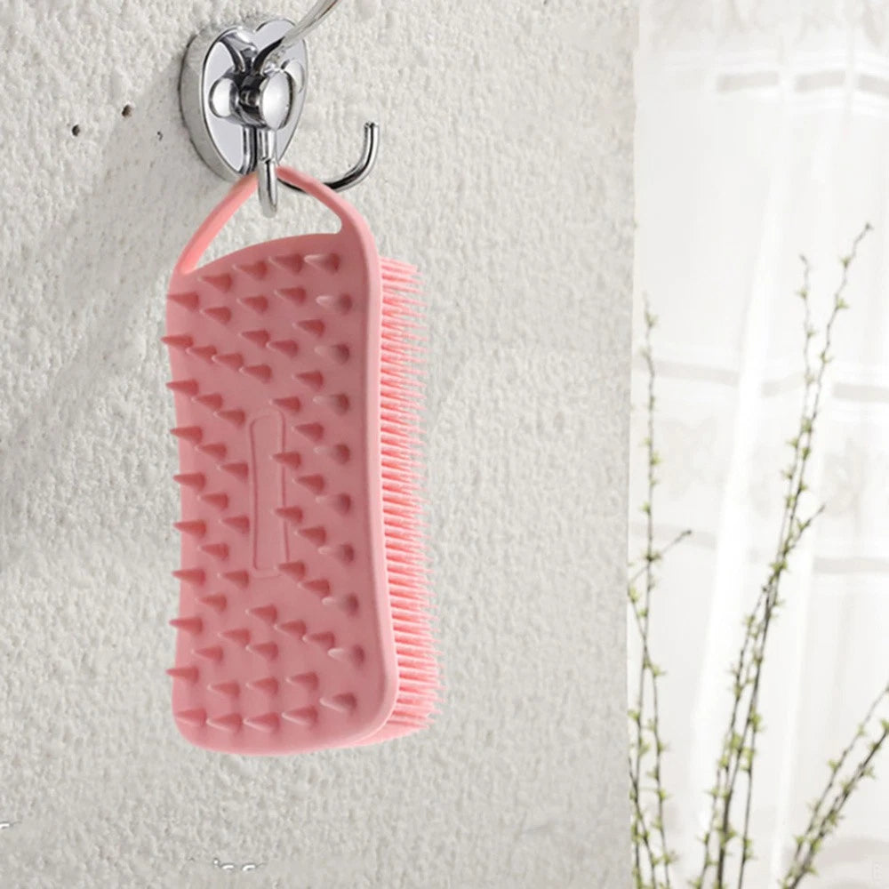 2 Pcs Silicone Shampoo Brush Handheld Bath Exfoliating Shower Brushes