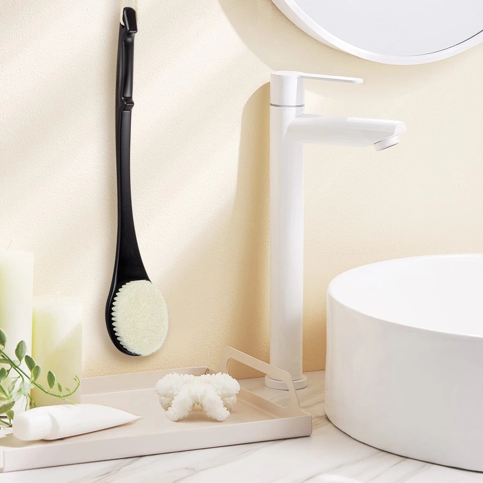 Exfoliating Shower Brush Bath Body Brush Never Mold Back Brush Long Handle fo...